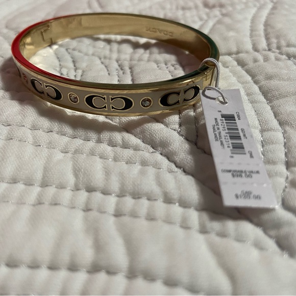 SOLD - NWT Coach Monogram White & Black Bangle Bracelet - Picture 1 of 3